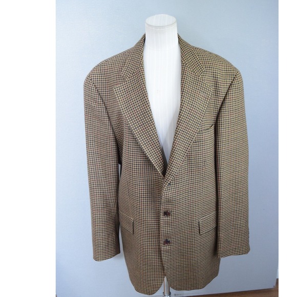 Chaps Ralph Lauren Other - Chaps Ralph Lauren Blazer 44T Brown Houndstooth Wool Sport Coat Mens Jacket